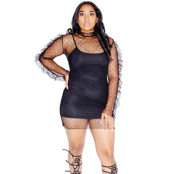 Black Mesh Dress - Picture 1 of 1